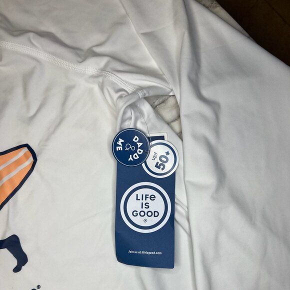 Life Is Good Mens Long Sleeve Surf Shirt UPF 50+ Medium White Polyester - Picture 5 of 5